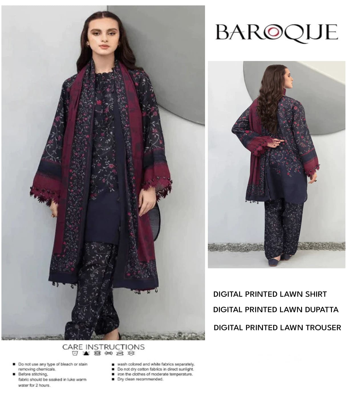 Baroque Unstitched Lawn 3 Piece in Wholesale Price 🔥
