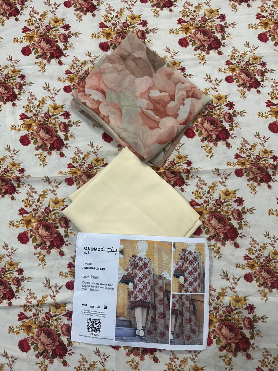 🌟 Panjnad by J. – Silk Unstitched 3PCS 🌟