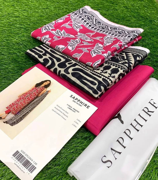 🌸 SAPPHIRE 🌸☀️ Summer Collection 2025 ☀️💎 3 Piece Unstitched Lawn 💎