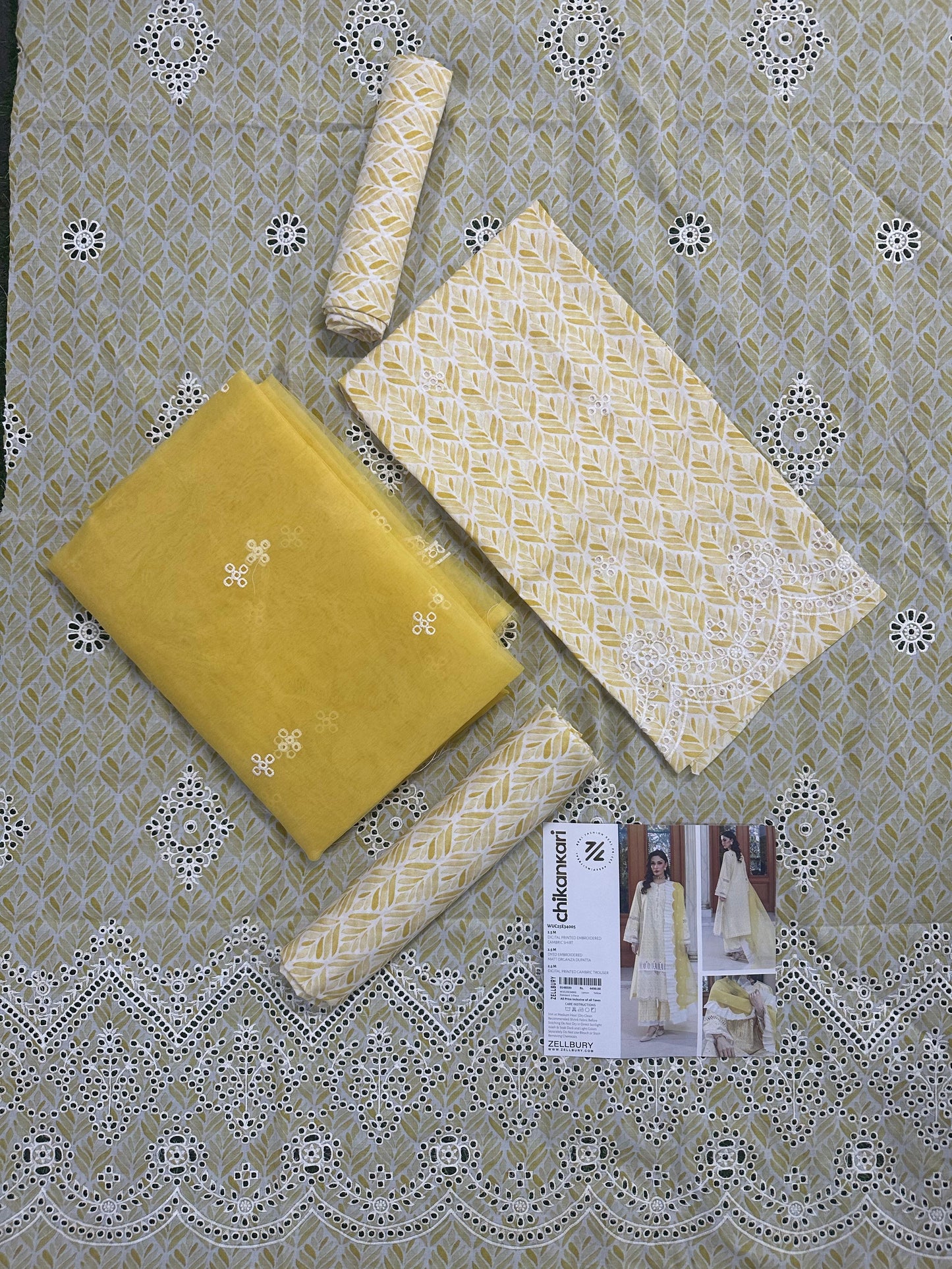 🌸✨ Zellbury Signature Unstitched Fancy Chikankari Luxury 3 Pieces ✨🌸