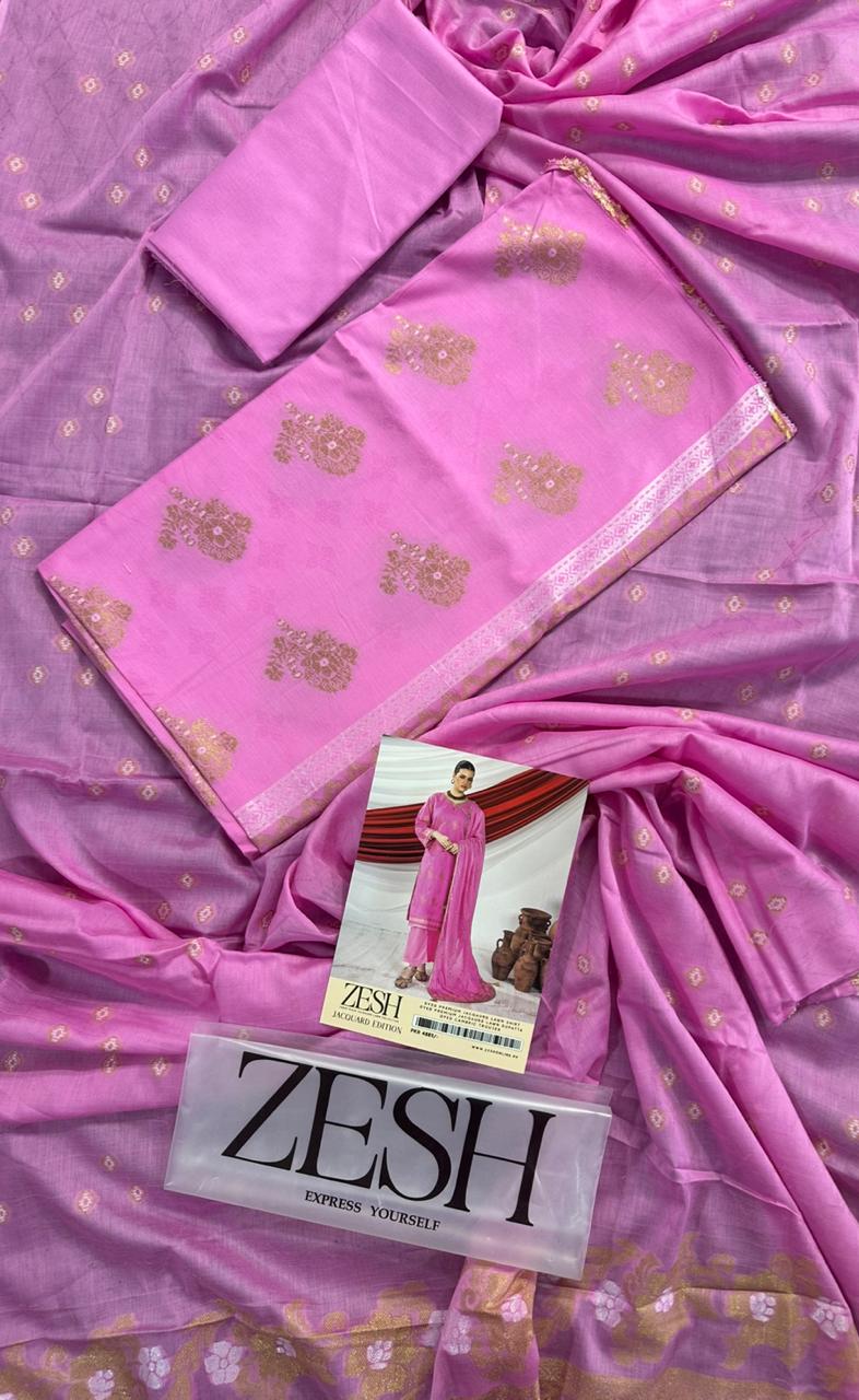 ZESH Unstitched Jacquard 100% Original 3 PCs Suit In WHOLESALE PRICE 💯✨