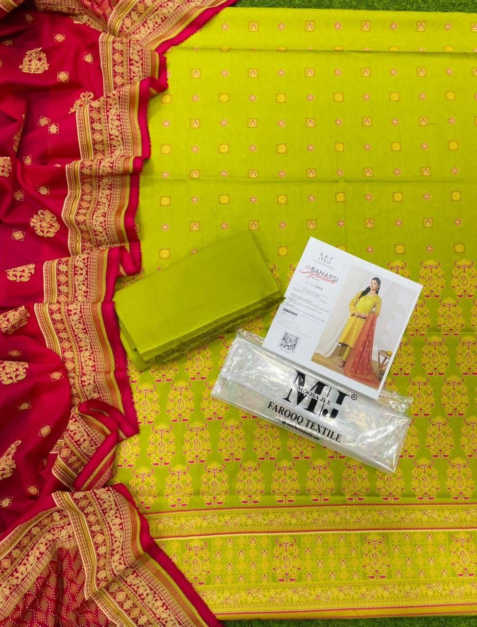 ✨ Gold Paste Printed by MJ ✨ Lawn Unstitched Lawn 100% Original Lawn 3 Pieces ❤️🔥