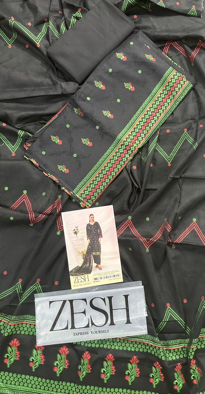 ZESH Unstitched Jacquard 100% Original 3 PCs Suit In WHOLESALE PRICE 💯✨