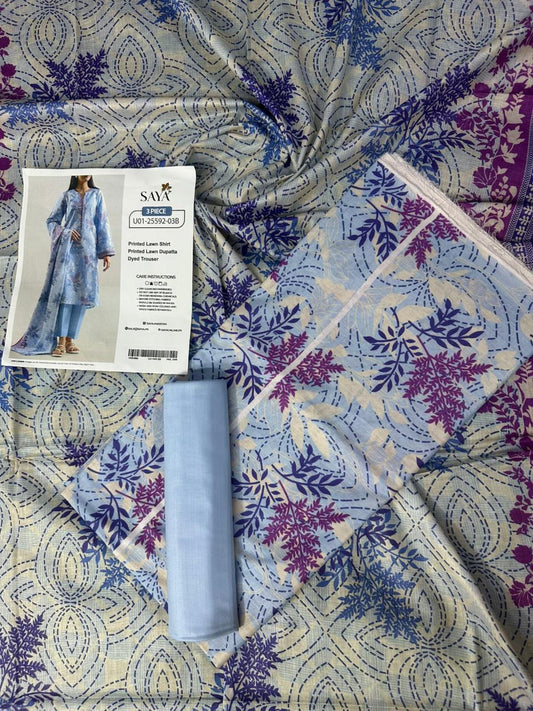 🔰💖 SAYA SUMMER COLLECTION 💖🔰✨ 3 PIECE UNSTITCHED LAWN ✨U01-25592-03B