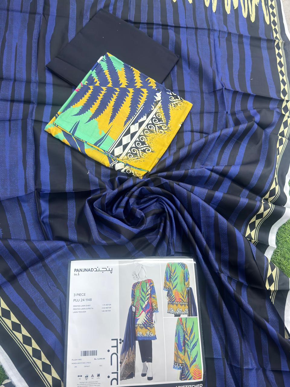 ✨J. PANJNAD 100% Original Unstitched 3 Piece✨