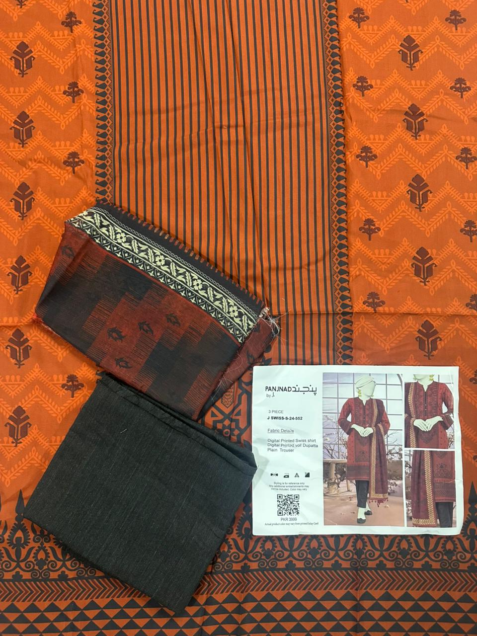 🌟 Panjnad by J. – Silk Unstitched 3PCS 🌟