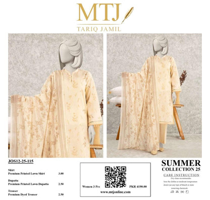 MTJ Summer Collection 2025 | 3 Piece Unstitched Digital Printed Lawn | Airjet Lawn Shirt, Dupatta & Trouser 🔥