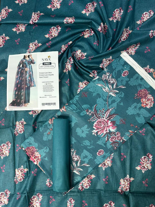 🔰💖 SAYA SUMMER COLLECTION 💖🔰✨ 3 PIECE UNSTITCHED LAWN ✨U01-25592-07A