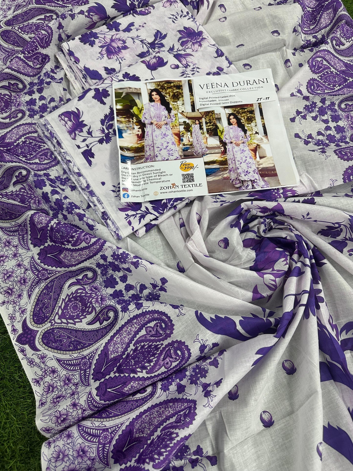 VEENA DURRANI Unstitched Lawn 3 Piece in Wholesale Price 🔥