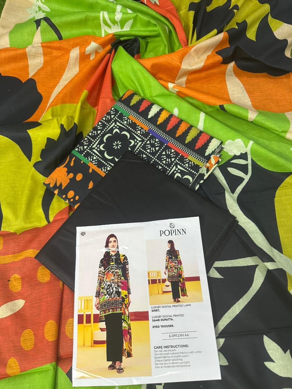 🌸 POPINN GULJEE 🌸 Lawn Unstitched 3 Pieces in Wholesale Price 🔥🧡