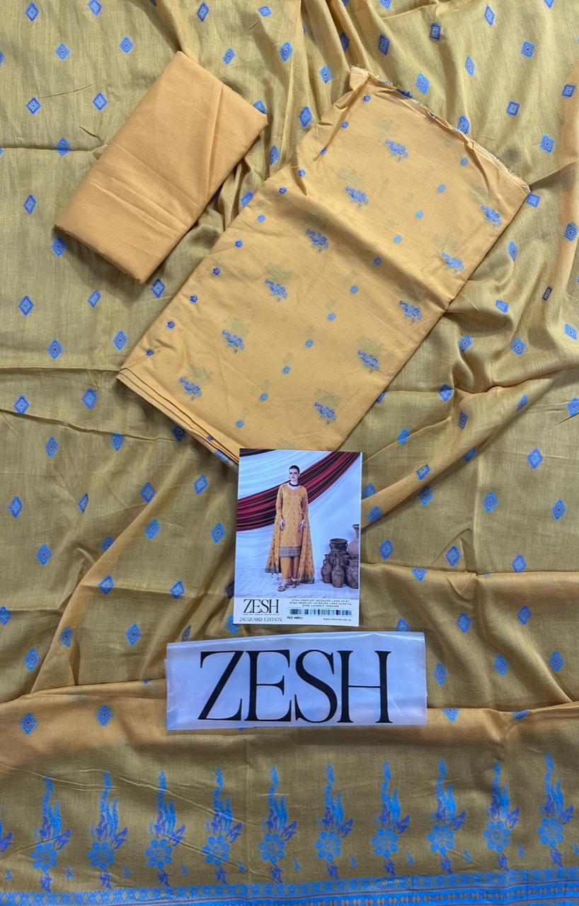 ZESH Unstitched Jacquard 100% Original 3 PCs Suit In WHOLESALE PRICE 💯✨