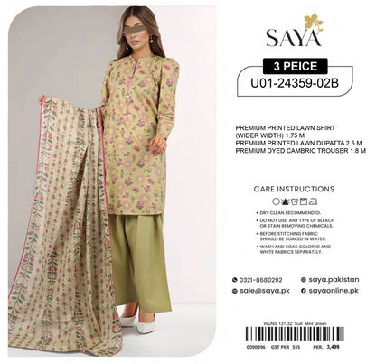 SAYA Collection 2025 | 3 Piece Unstitched Digital Printed Lawn | Airjet Lawn Shirt, Dupatta & Trouser 🔥