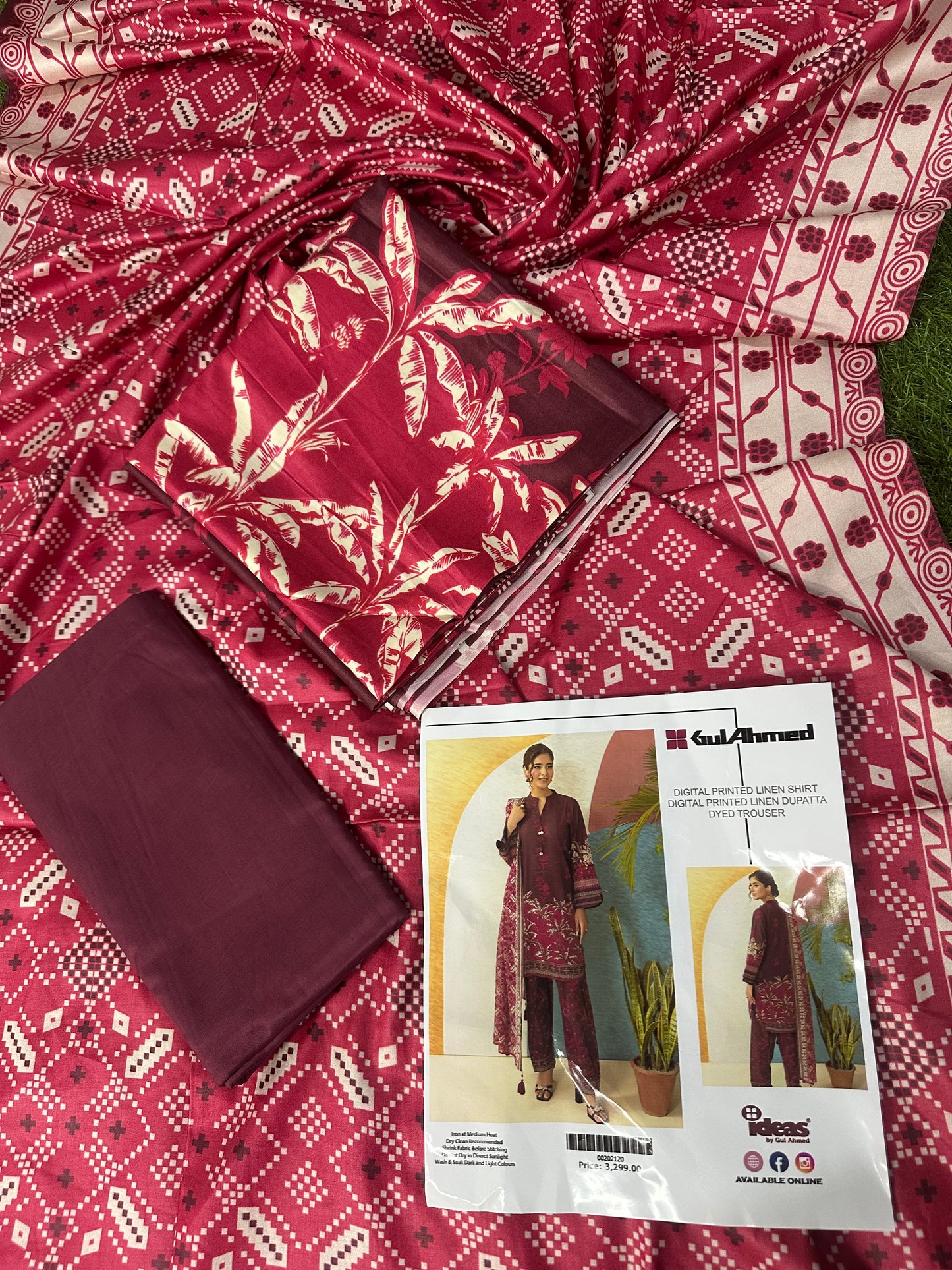 GulAhmed Linen Unstitched 3 Piece ❤️
