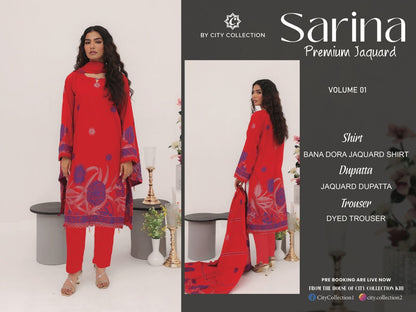 ✨ SARINA Unstitched Jacquard 3-Piece Collection ✨ RED ROYAL BLUE