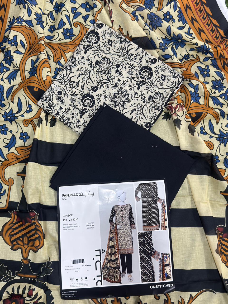✨J. PANJNAD 100% Original Unstitched 3 Piece✨