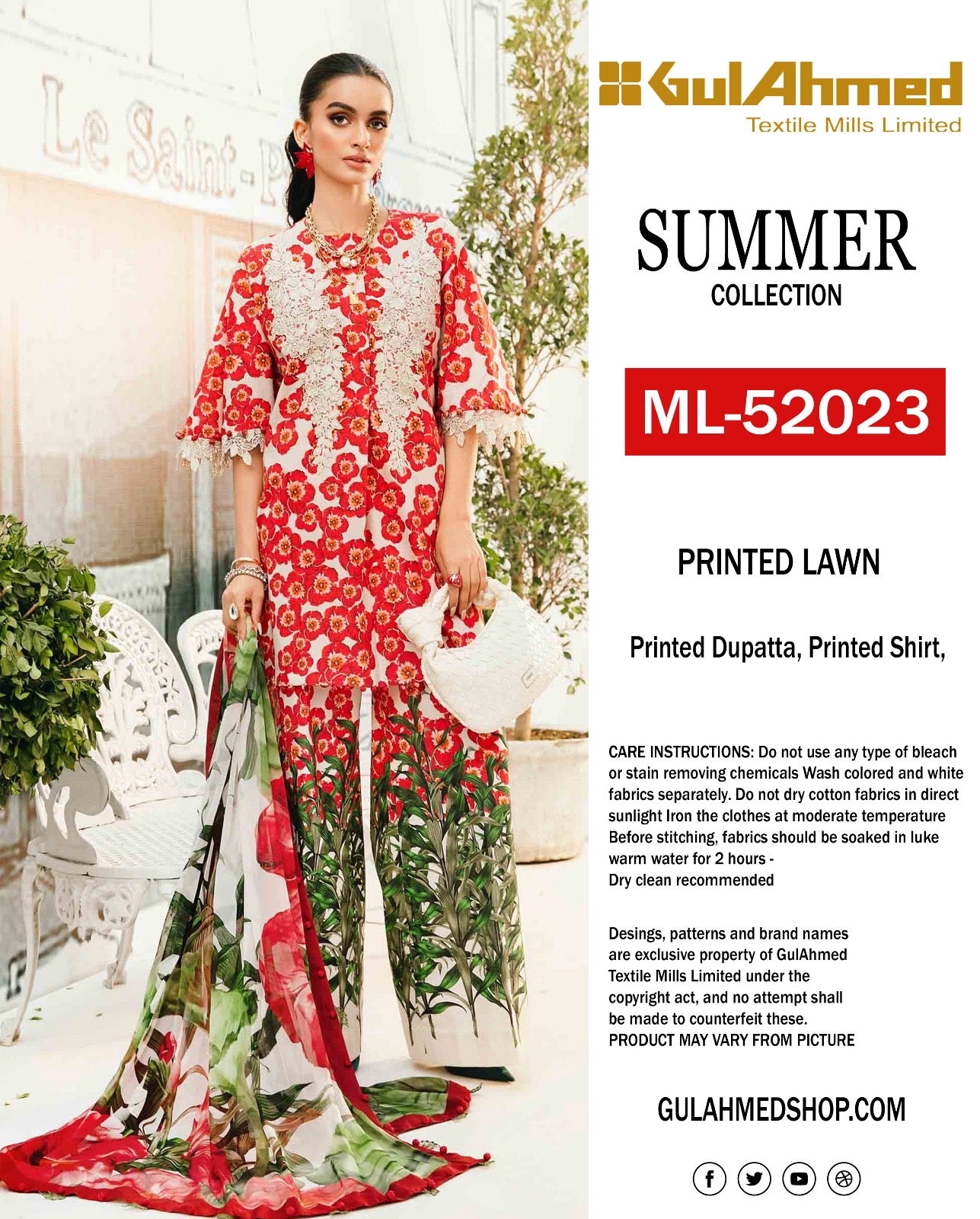 🌸 GulAhmed Summer Collection 2025 🌸 Premium 3 Piece Unstitched Lawn Suits featuring elegant digital prints and soft dyed cotton trousers.