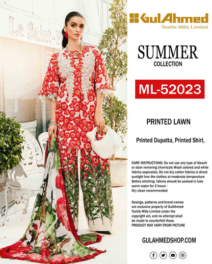 🌸 GulAhmed Summer Collection 2025 🌸 Premium 3 Piece Unstitched Lawn Suits featuring elegant digital prints and soft dyed cotton trousers.