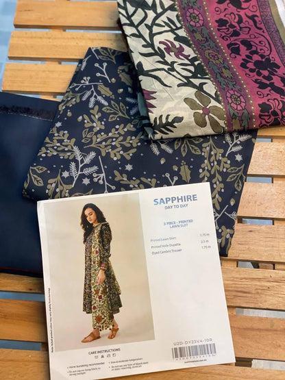 🌸 SAPPHIRE 🌸☀️ Summer Collection 2025 ☀️💎 3 Piece Unstitched Lawn 💎