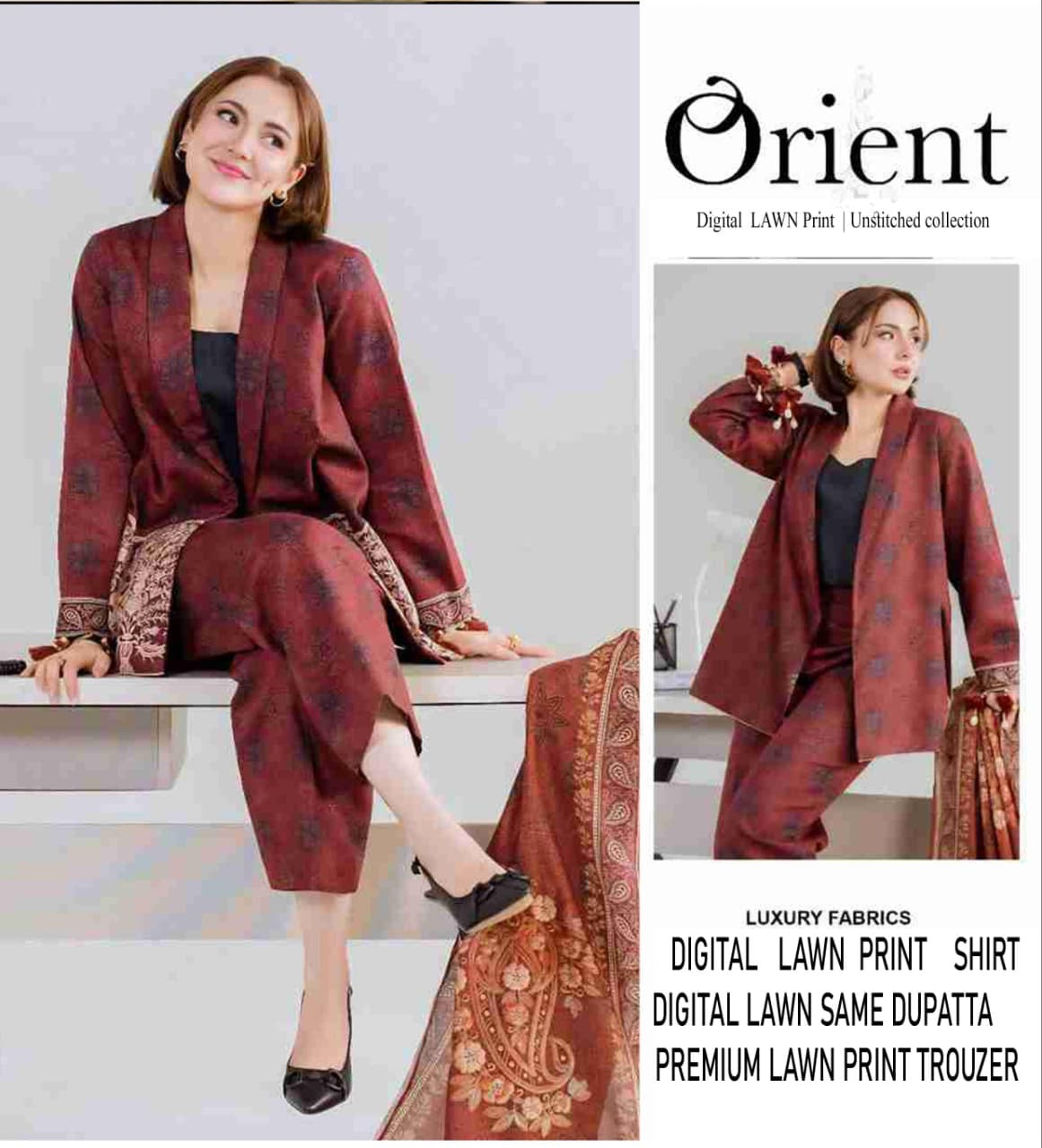 Orient Unstitched Lawn 3 Piece in Wholesale Price 🔥