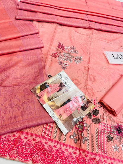 ✨ Cherry Premium Cambric Lawn – 3pc Airjet Dubby Print Collection (Vol. 01)
💕 By Lamisah Textile – Latest Vol. 2025 💕