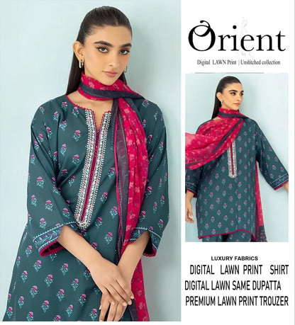 Orient Unstitched Lawn 3 Piece in Wholesale Price 🔥