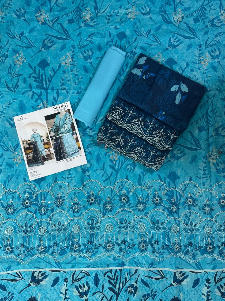🧡🔥 ALMEERAH Sehar Embroidery Cutwork Dupatta 3 Pieces 🔥❤️