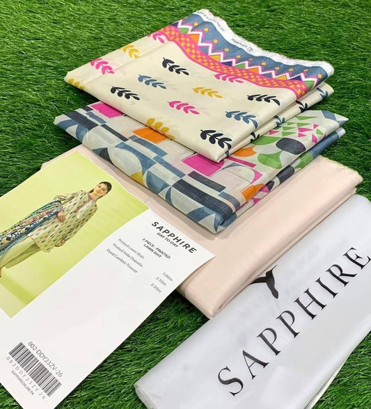 🌸 SAPPHIRE 🌸☀️ Summer Collection 2025 ☀️💎 3 Piece Unstitched Lawn 💎