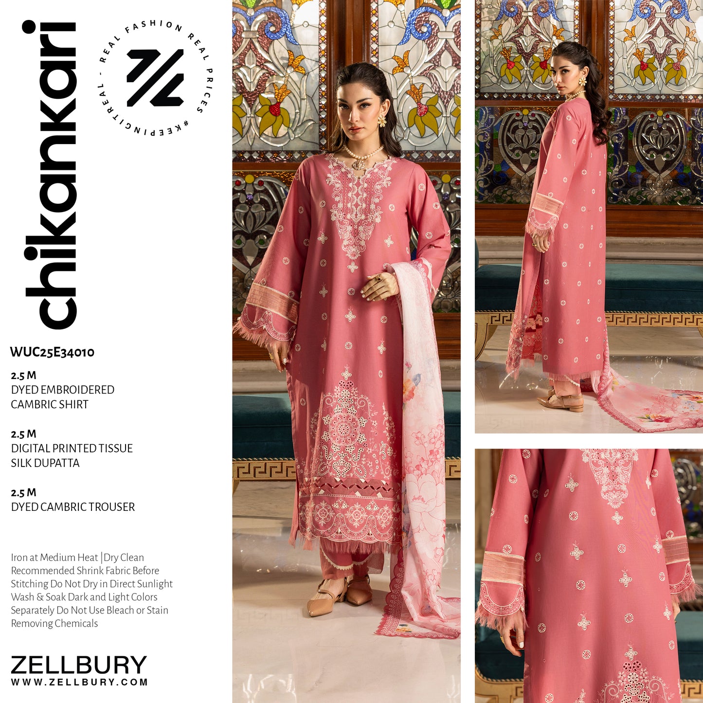 🌸✨ Zellbury Signature Unstitched Fancy Chikankari Luxury 3 Pieces ✨🌸