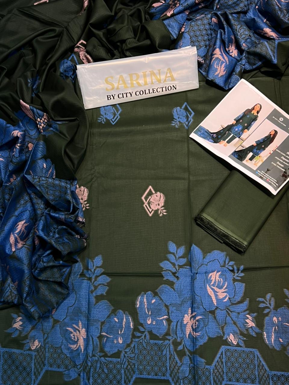 ✨ SARINA Unstitched Jacquard 3-Piece Collection ✨ Green Blue