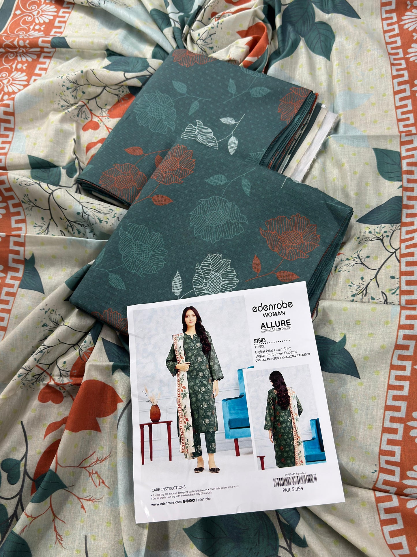 🌸 Edenrobe Banadora 🌸 Lawn Unstitched 3 Pieces in Wholesale Price 🔥🧡