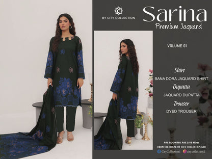 ✨ SARINA Unstitched Jacquard 3-Piece Collection ✨ Green Blue