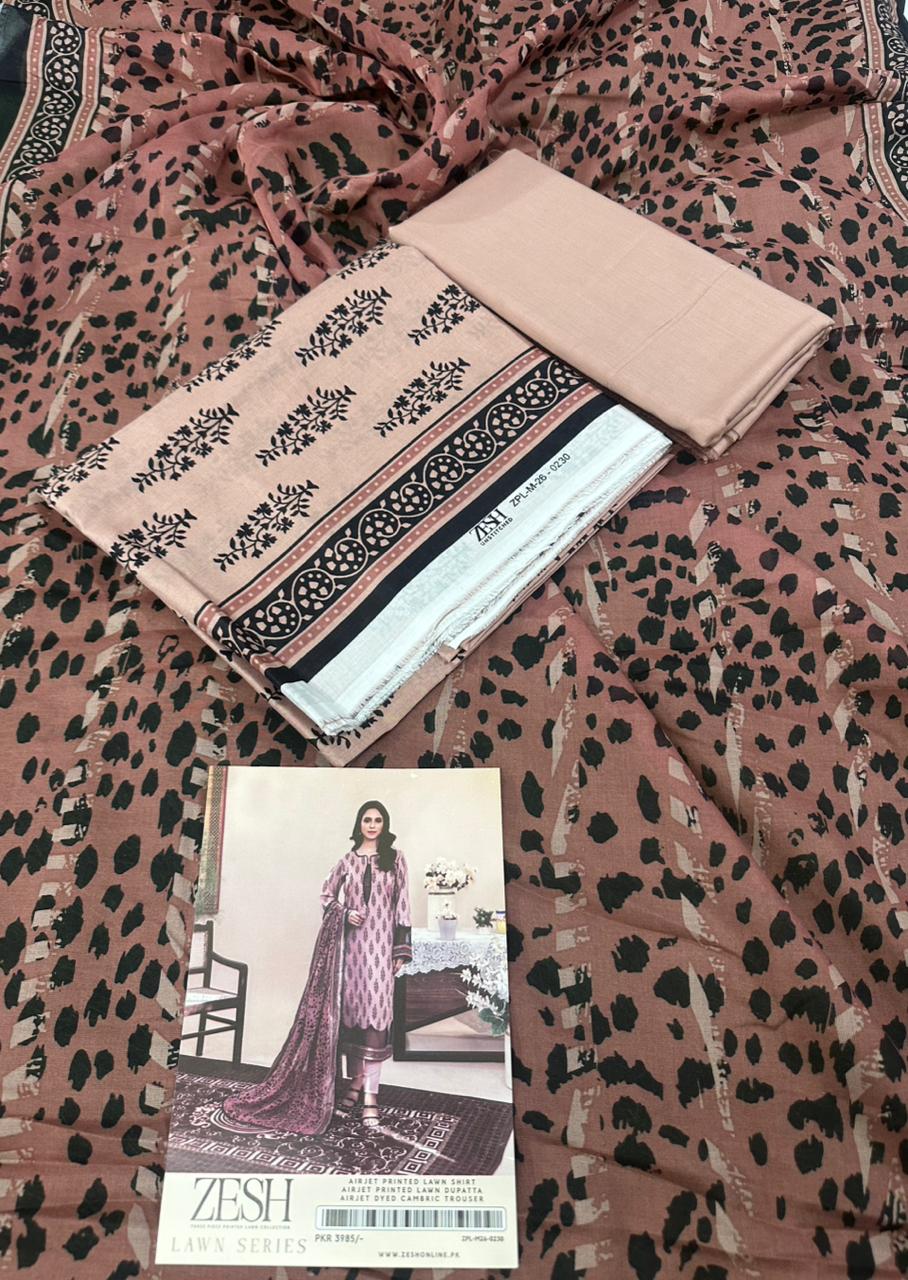 ZESH Unstitched Lawn 100% Original 3 PCs Suit In WHOLESALE PRICE 💯✨