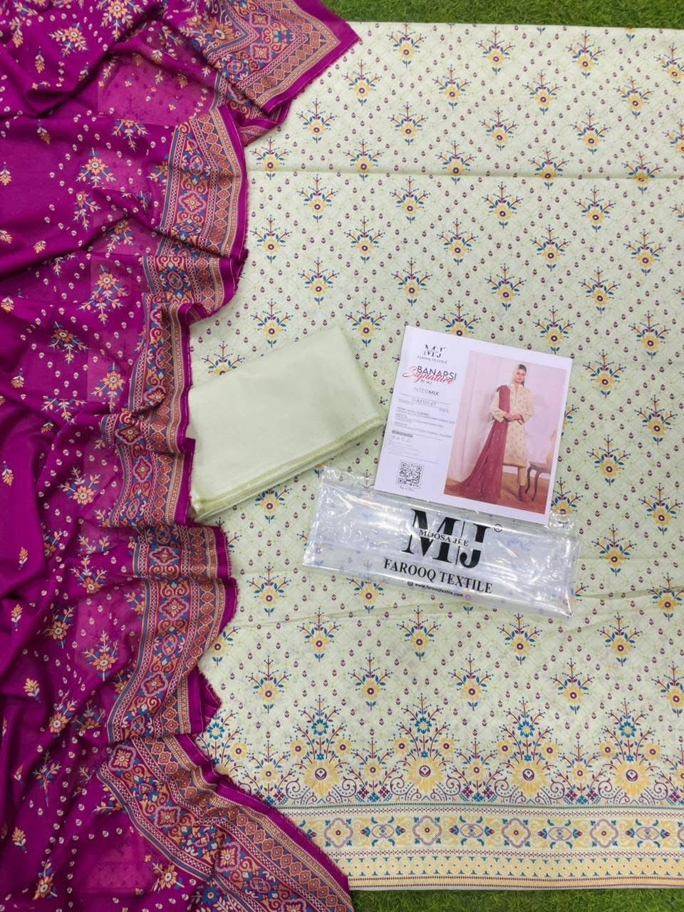 ✨ Gold Paste Printed by MJ ✨ Lawn Unstitched Lawn 100% Original Lawn 3 Pieces ❤️🔥