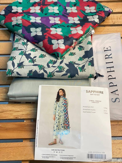 🌸 SAPPHIRE 🌸☀️ Summer Collection 2025 ☀️💎 3 Piece Unstitched Lawn 💎