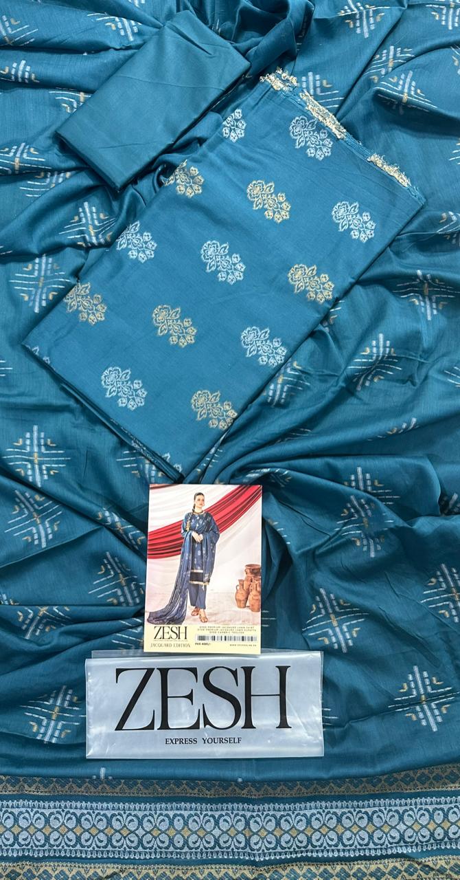 ZESH Unstitched Jacquard 100% Original 3 PCs Suit In WHOLESALE PRICE 💯✨