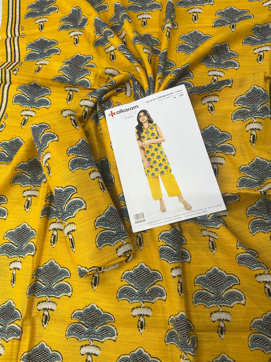 Alkaram Chrome Yellow Khaddar 2Pcs