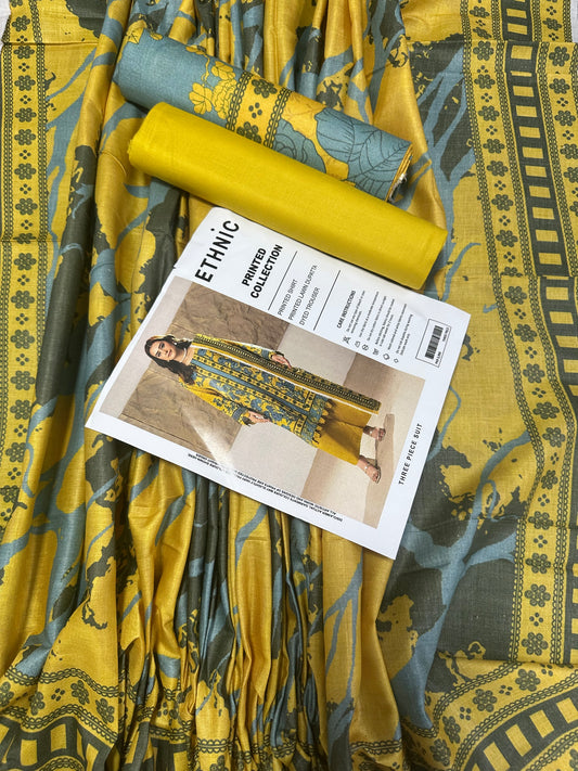 Ethnic Yellow Printed 3Pcs