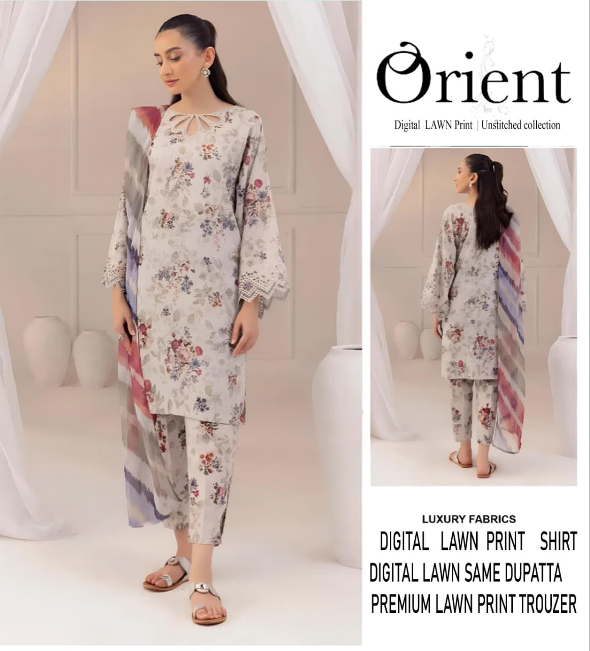 Orient Unstitched Lawn 3 Piece in Wholesale Price 🔥