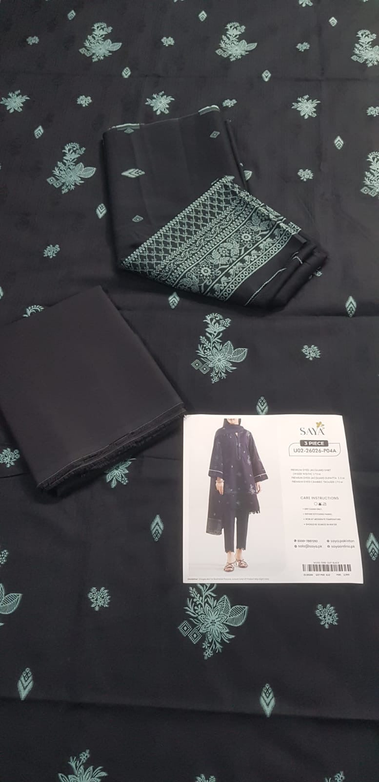 Saya Unstitched Jacquard 100% Original Cotton 3 PCs Suit In WHOLESALE PRICE 💯✨