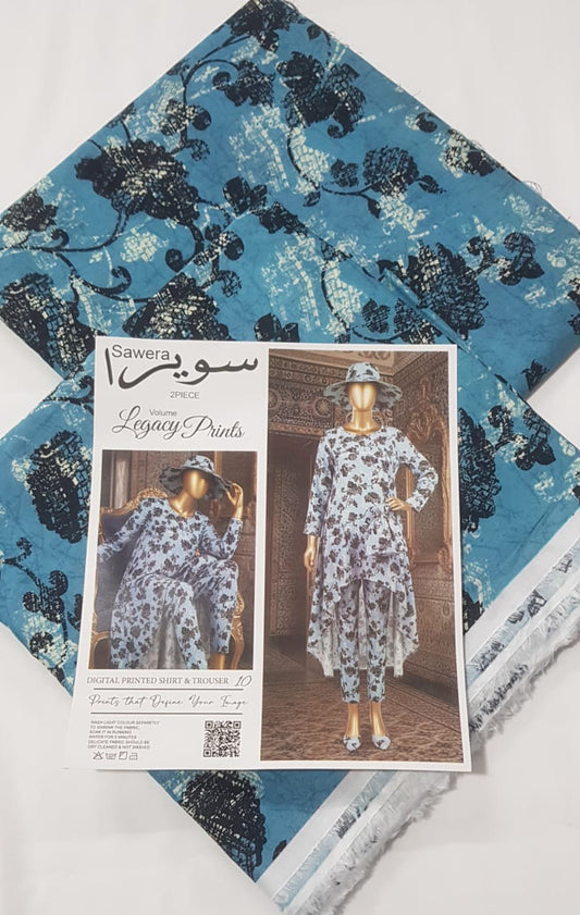 🌟 SAWERA Legacy Prints 100% Original Lawn 2 PC Unstitched – Series 2025 🌟