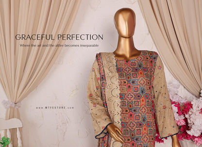 MTF AASHI Lilen Chikankari Embroidered 3 Piece Collection 2025