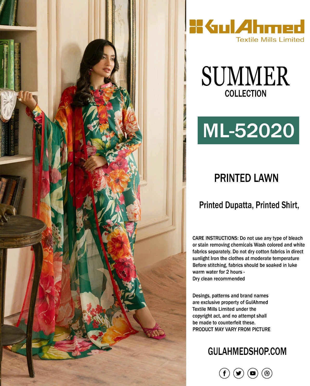 🌸 GulAhmed Summer Collection 2025 🌸 Premium 3 Piece Unstitched Lawn Suits featuring elegant digital prints and soft dyed cotton trousers.