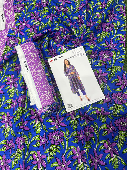 Alkaram Cobalt Blue Khaddar 2Pcs