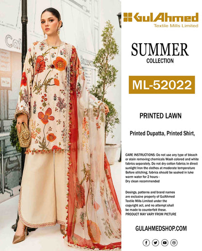 🌸 GulAhmed Summer Collection 2025 🌸 Premium 3 Piece Unstitched Lawn Suits featuring elegant digital prints and soft dyed cotton trousers.
