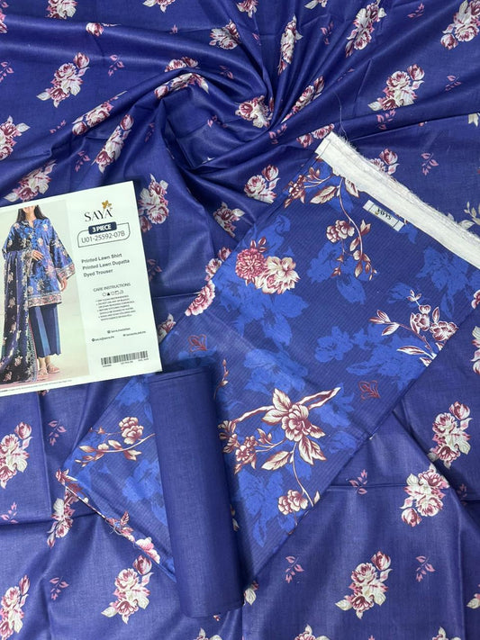 🔰💖 SAYA SUMMER COLLECTION 💖🔰✨ 3 PIECE UNSTITCHED LAWN ✨U01-25592-07B