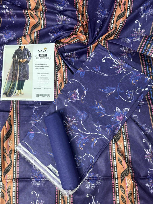 🔰💖 SAYA SUMMER COLLECTION 💖🔰✨ 3 PIECE UNSTITCHED LAWN ✨U01-25592-05B
