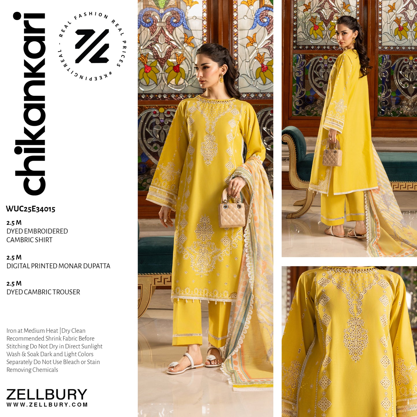 🌸✨ Zellbury Signature Unstitched Fancy Chikankari Luxury 3 Pieces ✨🌸