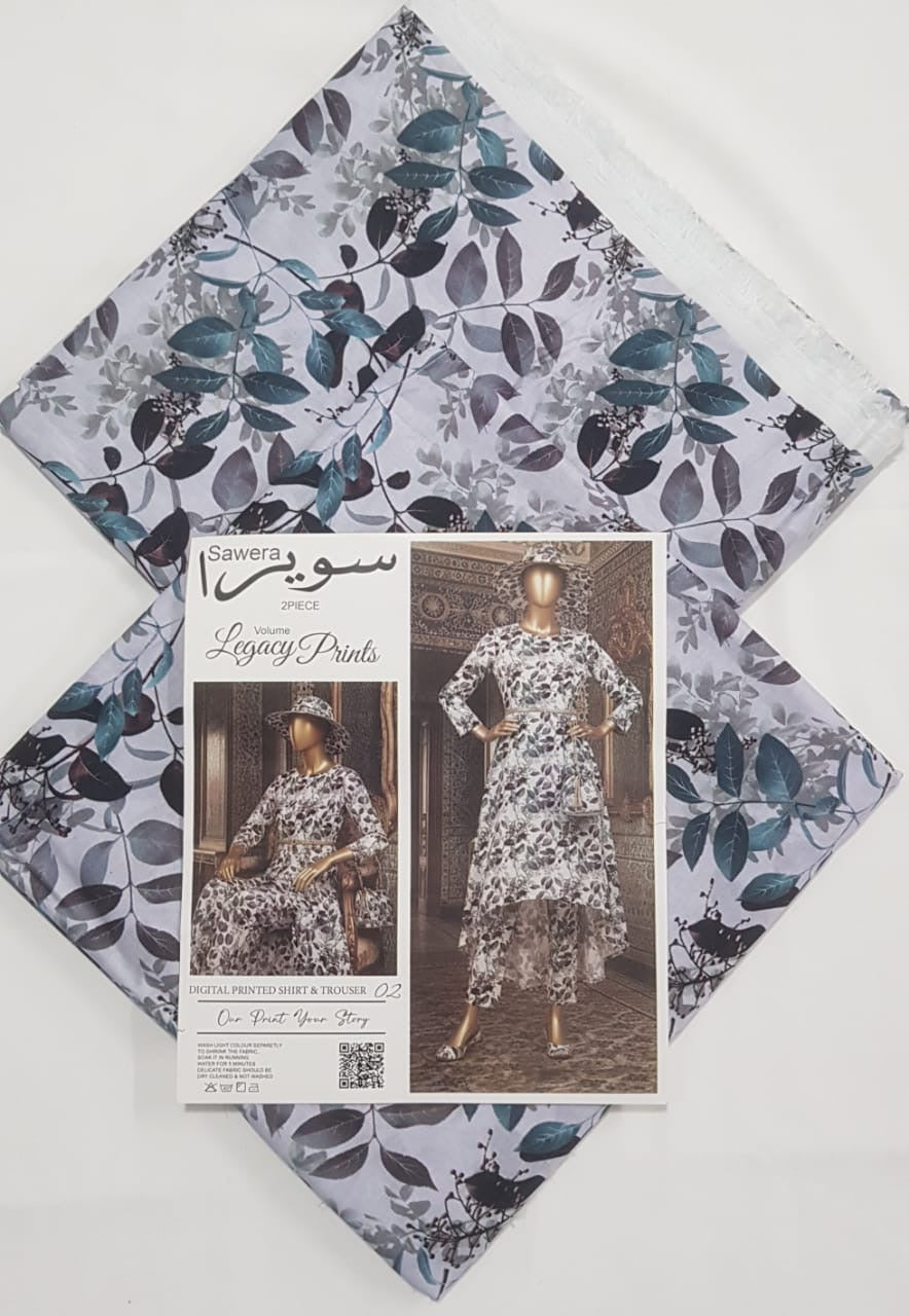 🌟 SAWERA Legacy Prints 100% Original Lawn 2 PC Unstitched – Series 2025 🌟