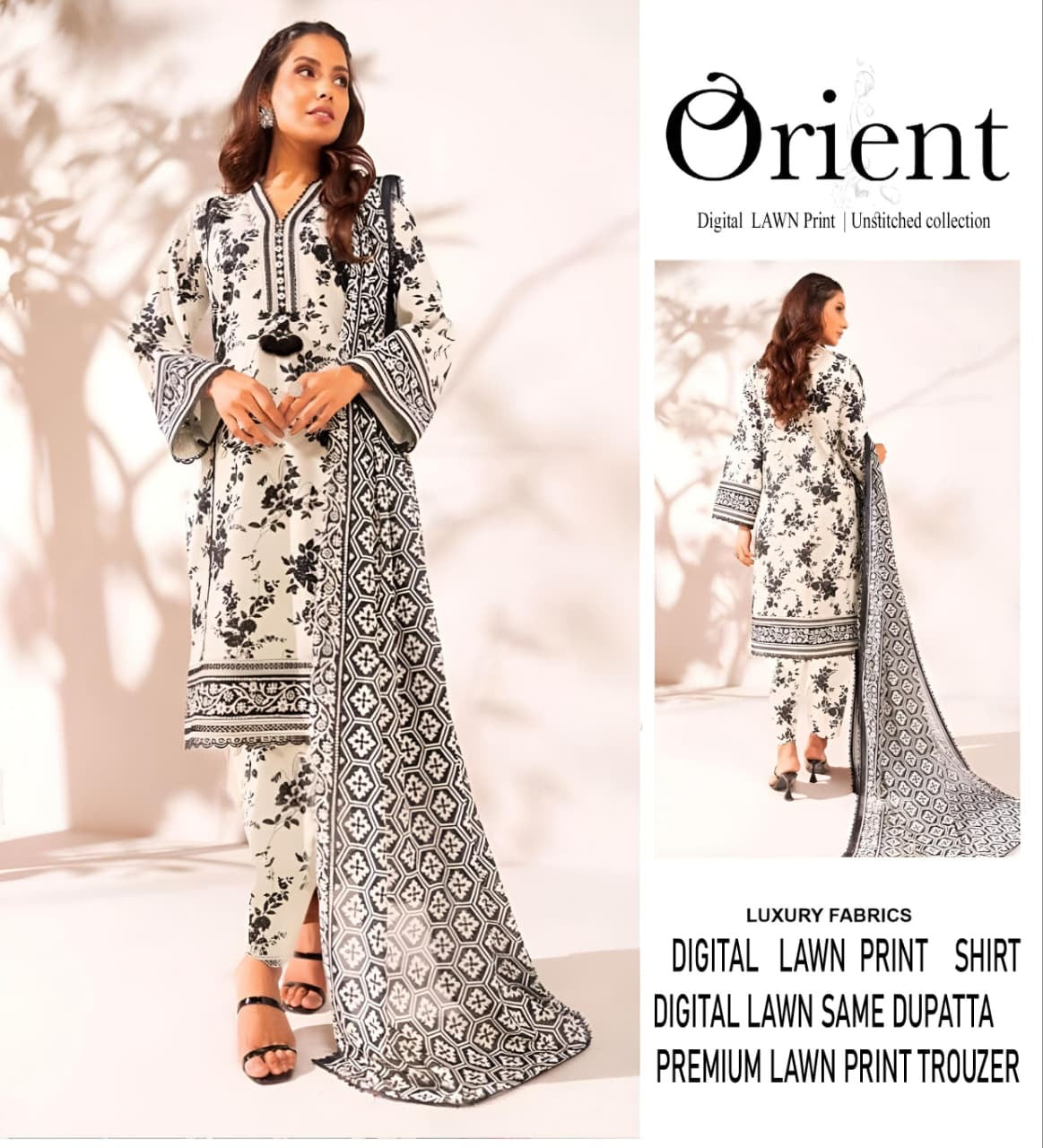 Orient Unstitched Lawn 3 Piece in Wholesale Price 🔥
