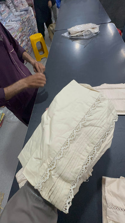 Cotton Stitched Plazo In Skin 🤩